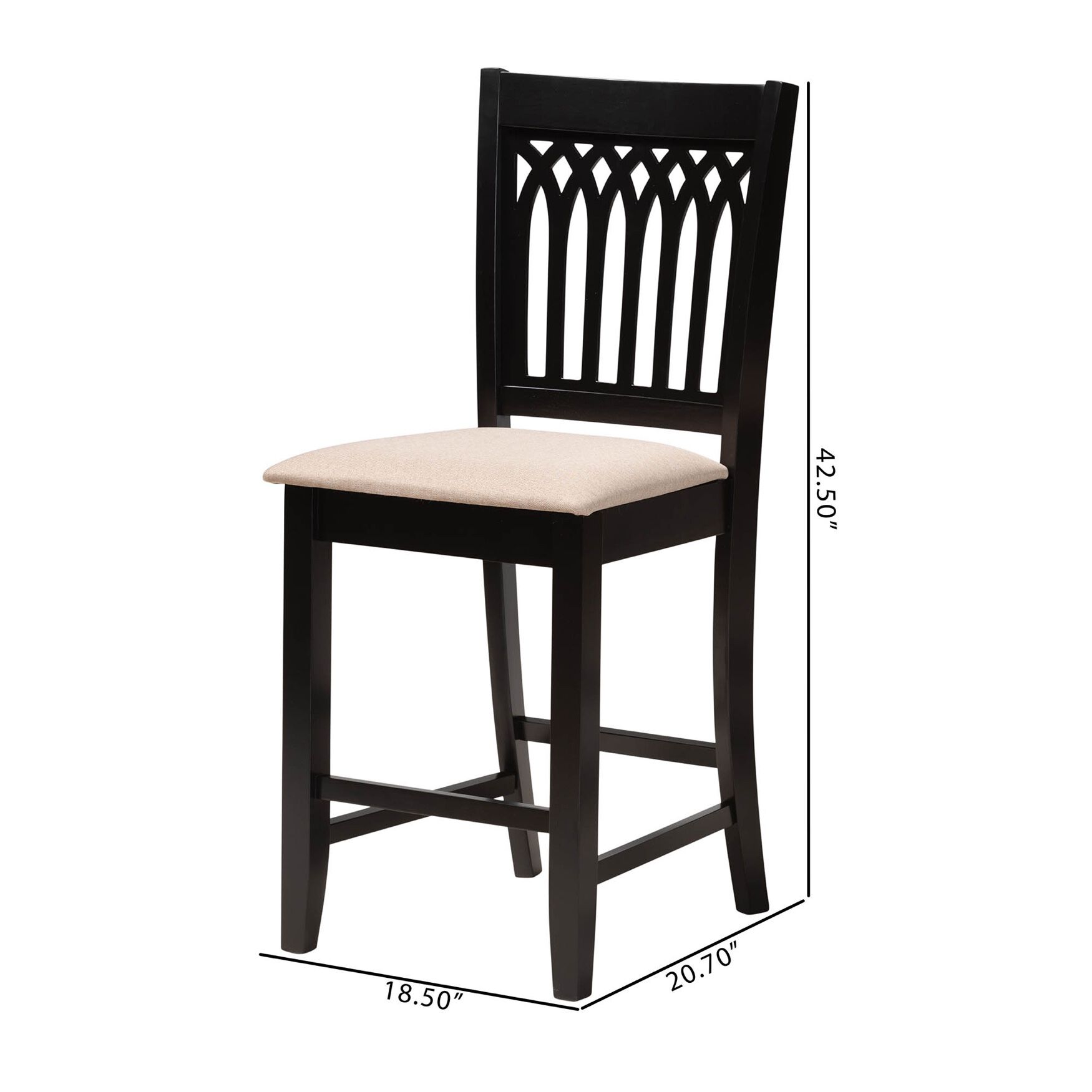 Genesis Modern Beige Fabric And Dark Brown Finished Wood 2-Piece Counter Stool Set, , alternate image number 7