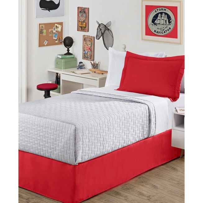 Luxury Hotel Kids Tailored 14 inches Drop Red Bed Skirt, RED, hi-res image number null