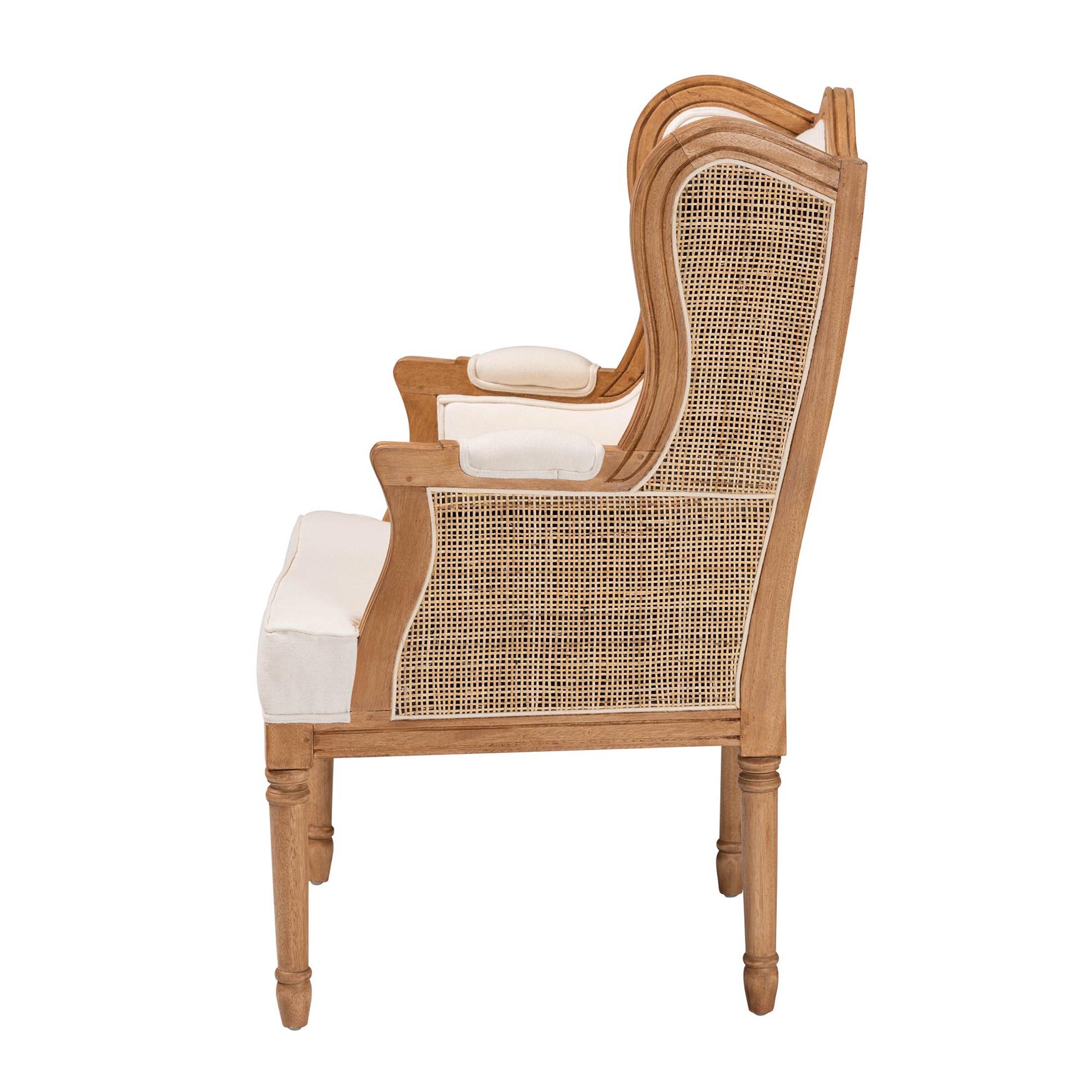 Rachana Traditional French Beige Fabric And Honey Oak Finished Wood Accent Chair, , alternate image number 2