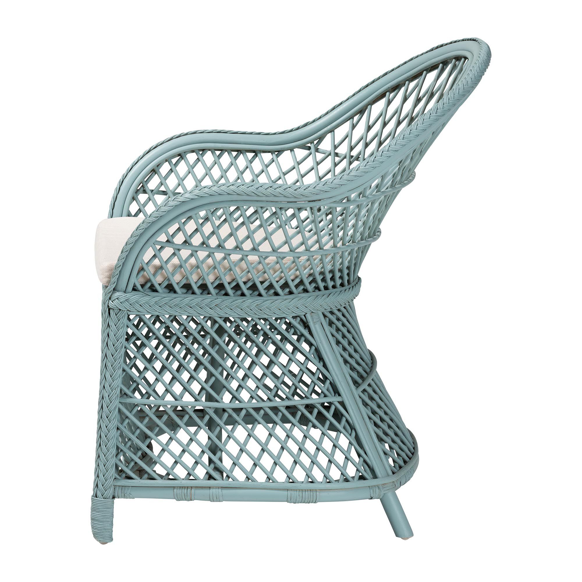 Casilda Bohemian Light Blue Braided Rattan Arm Chair, PASTEL, alternate image number 3