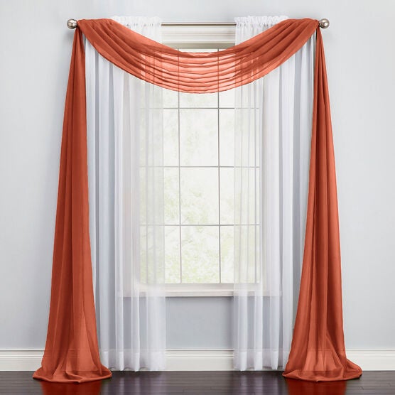 BH Studio Sheer Voile Scarf Valance, AUTUMN LEAVES, hi-res image number null