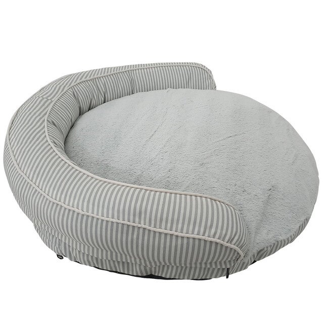 Stripe Printing poly-cotton bolster with detachable faux fur cushion Medium Size, , alternate image number null