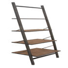 Dark Brown Wood Industrial Shelving Unit, 77 " x 20 " x 14 ", BLACK, hi-res image number null