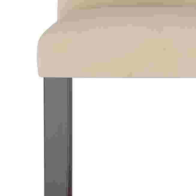 Close-up of barstool seat edge and leg