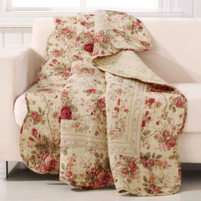 Antique Rose Quilted Throw Blanket, MULTI, hi-res image number null