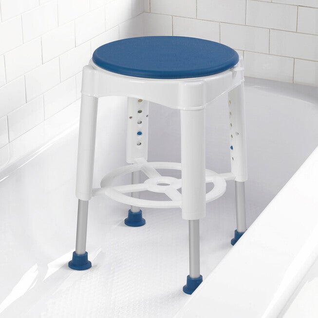 300 lbs. Weight Capacity Swivel Seat Shower Stool, WHITE BLUE, hi-res image number null