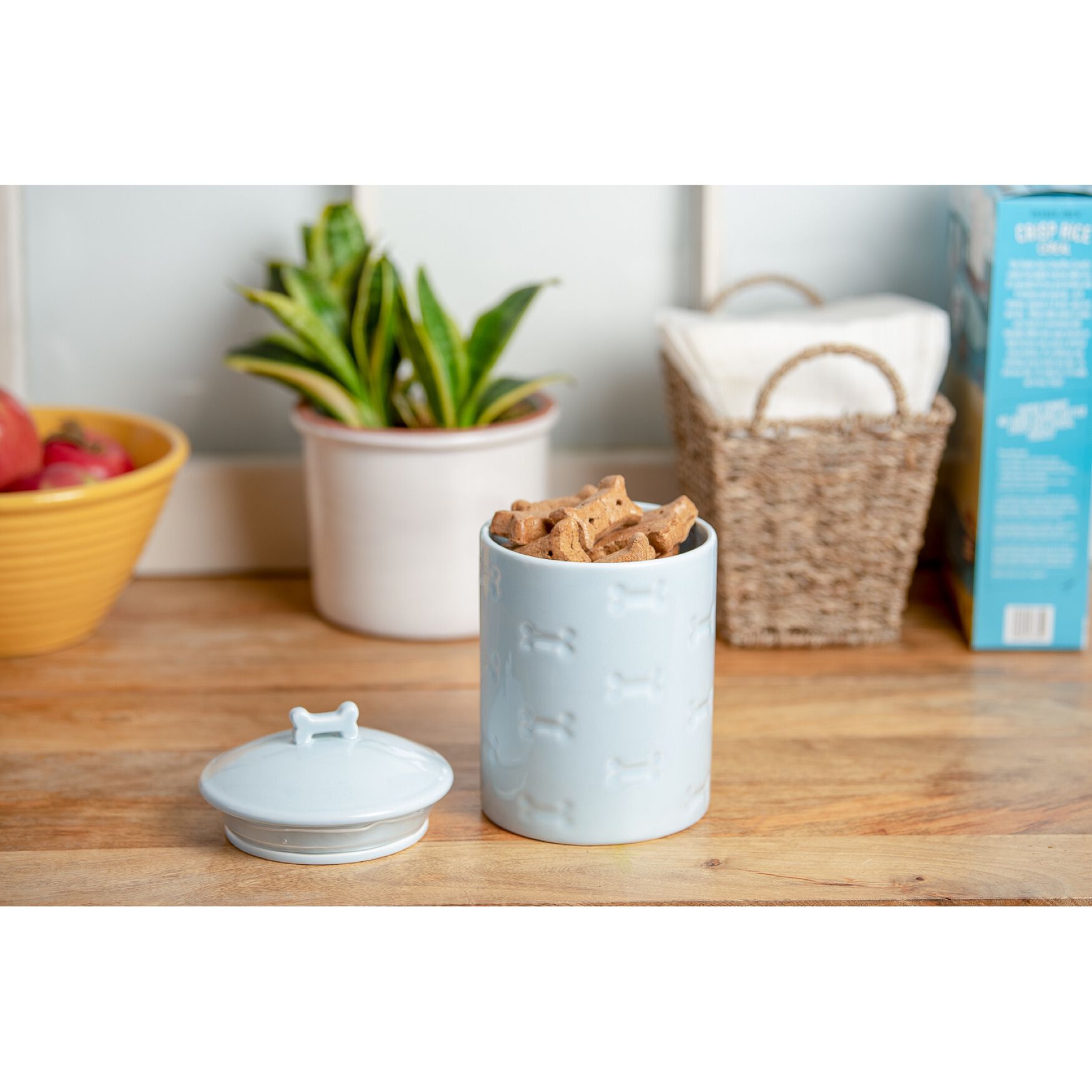 Manor Blue Pet Dog Cat Treat Jar 46Oz, , on-hover image number 1