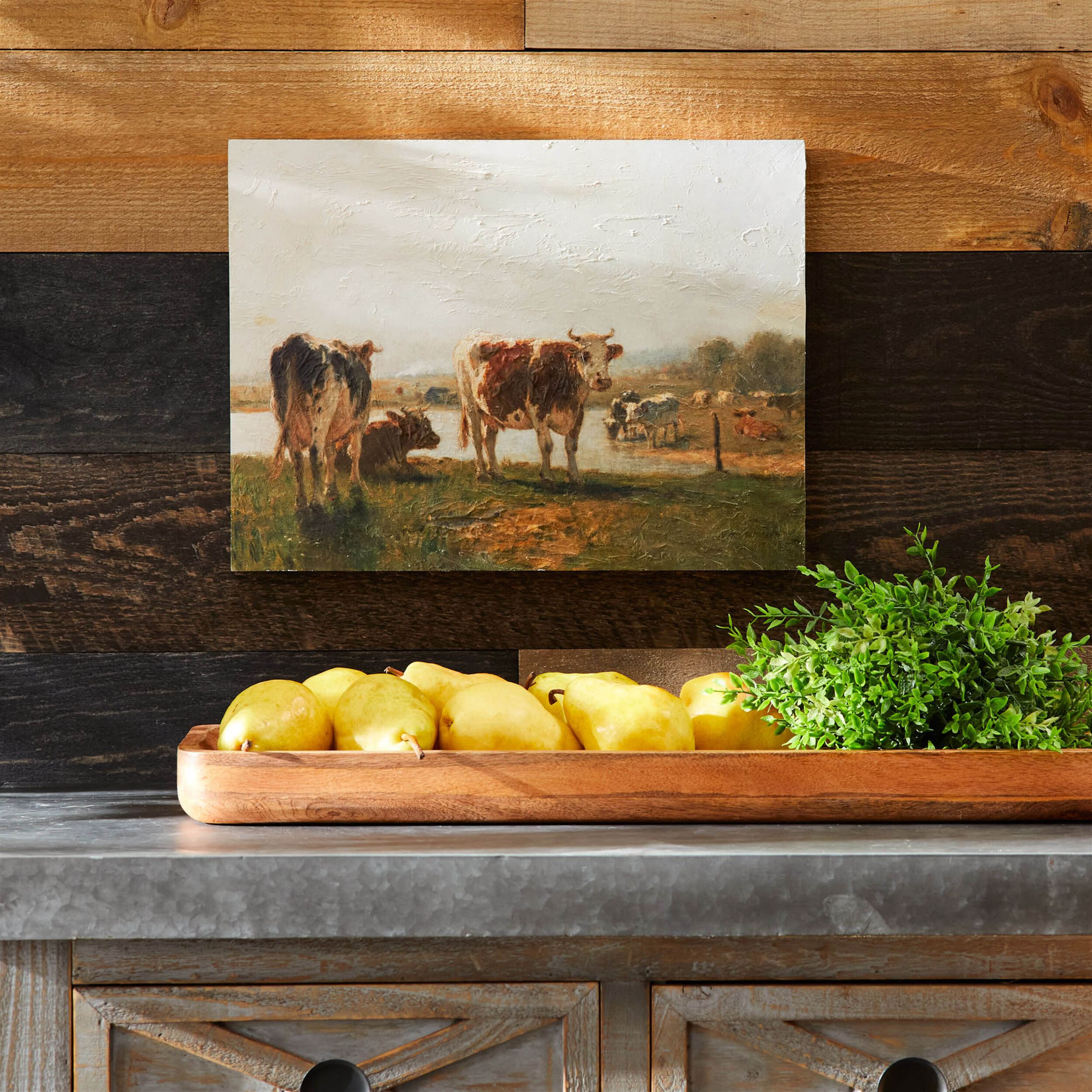 Cattle Landscape Print Wall Art 15.75INL, BROWN GREEN, alternate image number 1