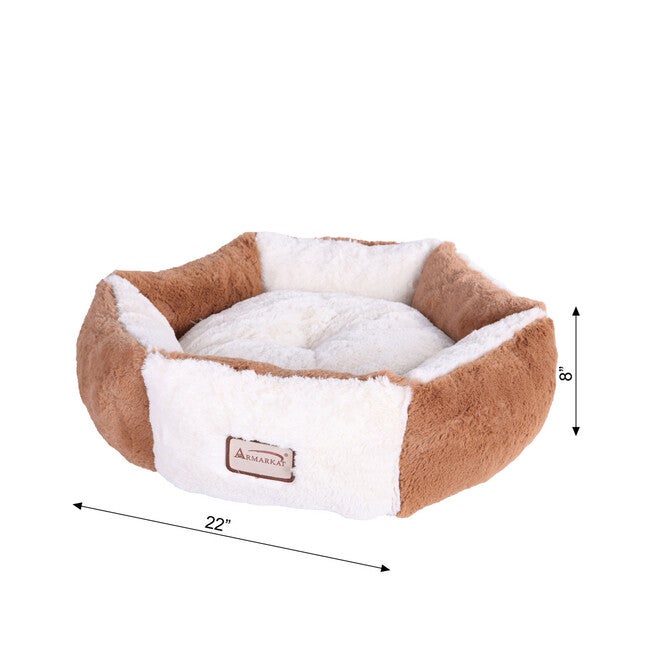 Dog, Cat Cat Extra Small Pet Bed, Brown/Ivory, , alternate image number null