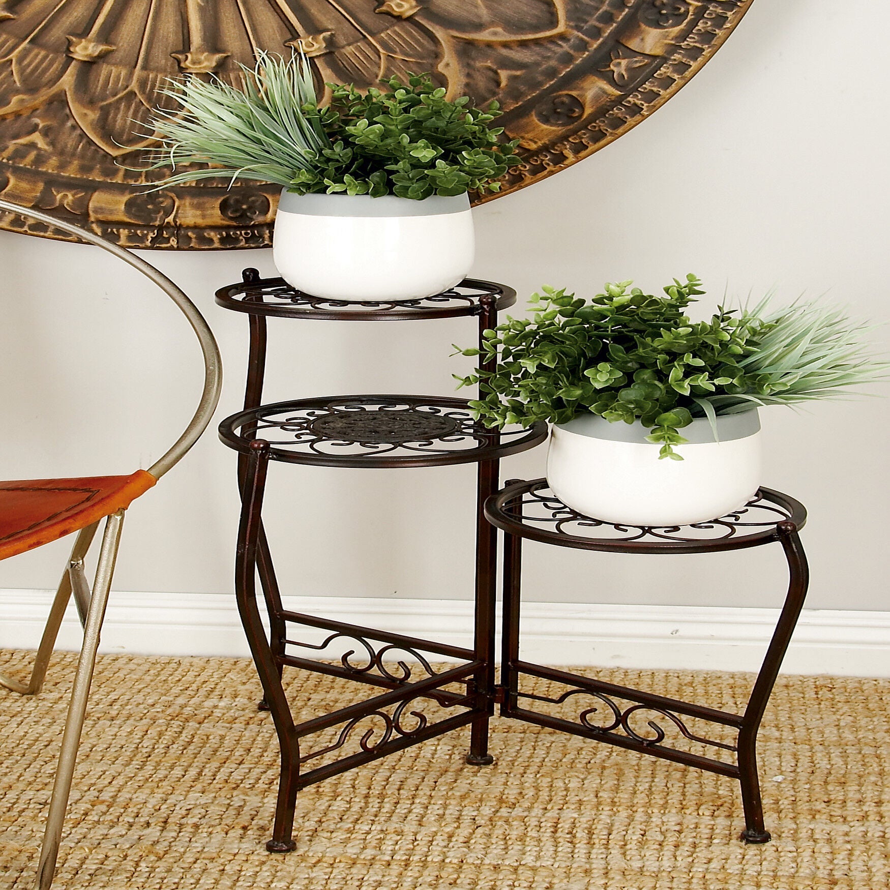 Set Of 3 Brown Metal Traditional Plantstand, , alternate image number 9