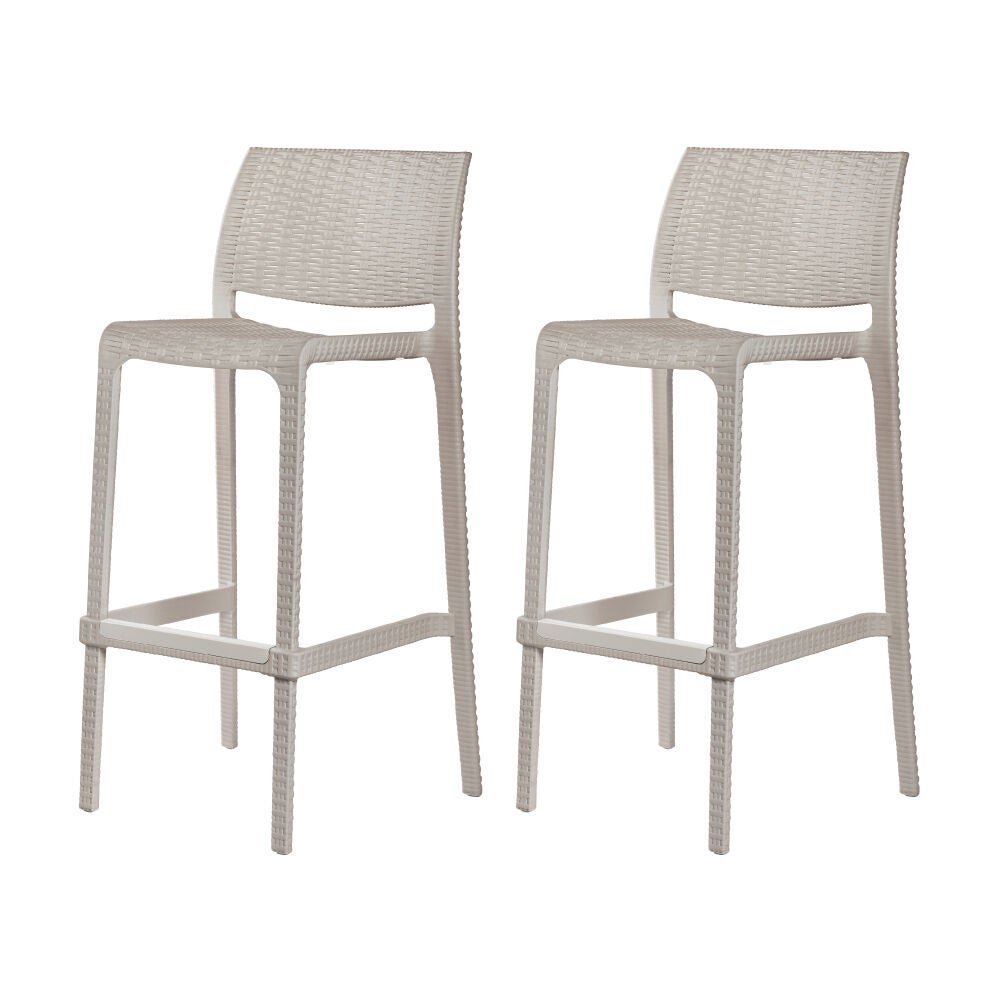 Set of 2 Rue Outdoor Stackable Bar Stools, TAUPE, on-hover image number 1