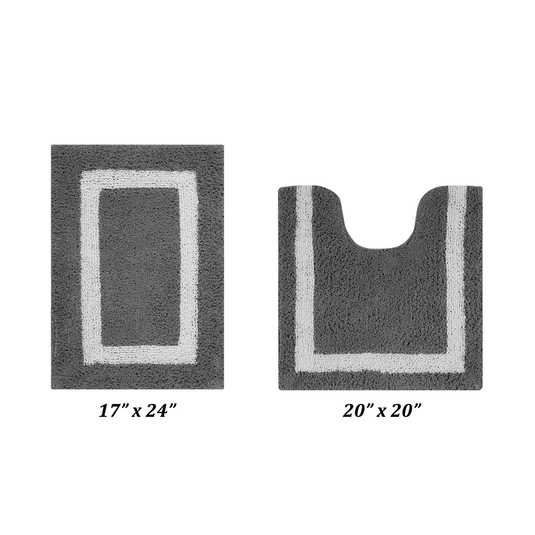 Hotel Collectionis Bath Mat Rug 2 Piece Set (17 inches x 24 inches | 20 inches x 20 inches), GRAY WHITE, hi-res image number 0