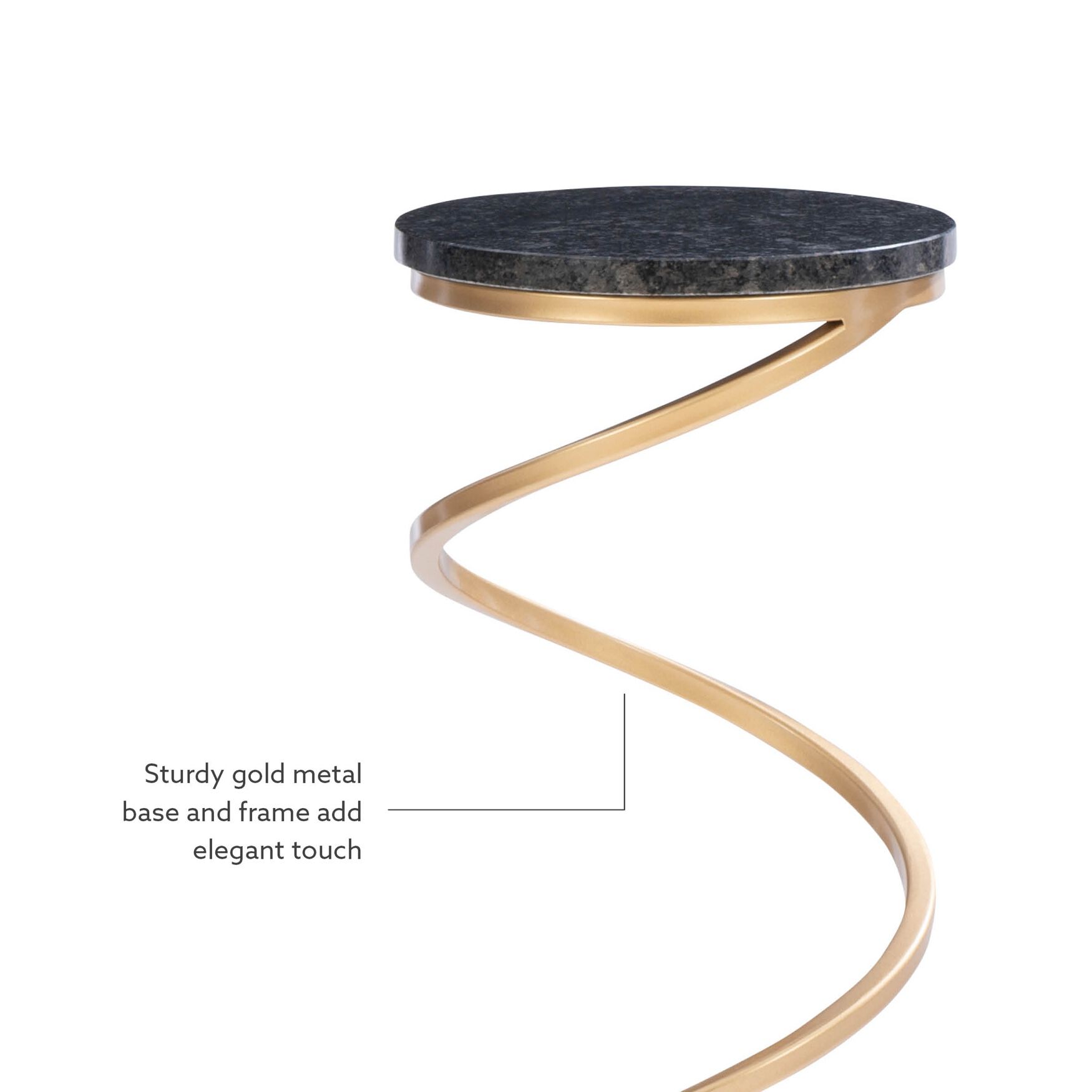 Gigi Spiral Black Granite Drink Table Accent Tables (Including End Tables), , alternate image number 6