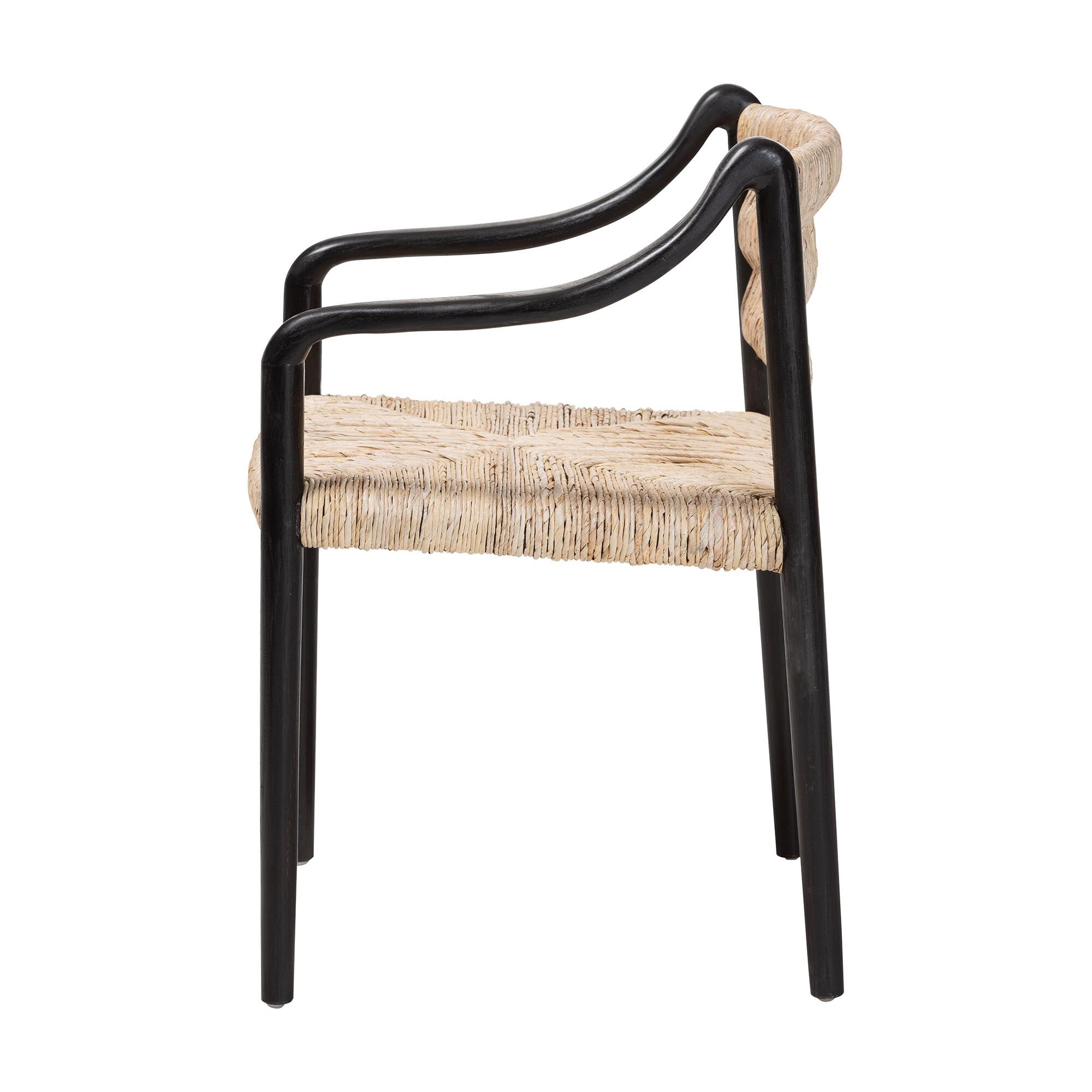 Onda Handwoven Seagrass Dining Chair, BLACK, alternate image number 3