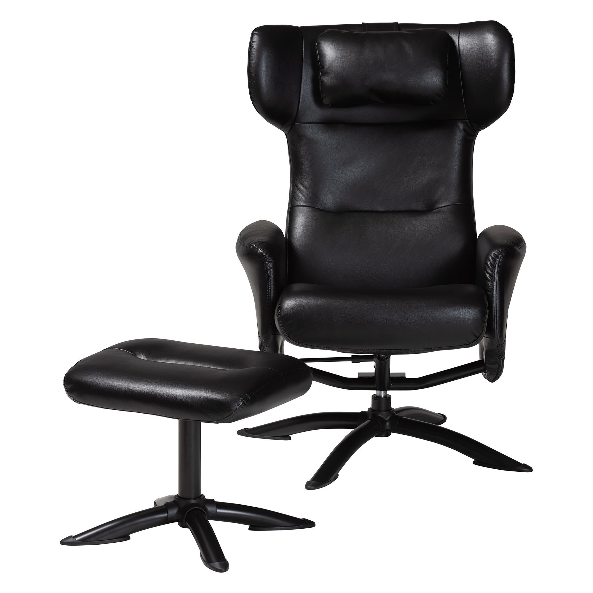 Elwood Modern Brown Faux Leather 2-Piece Lounge Chair and Footrest Set, BLACK, alternate image number 3