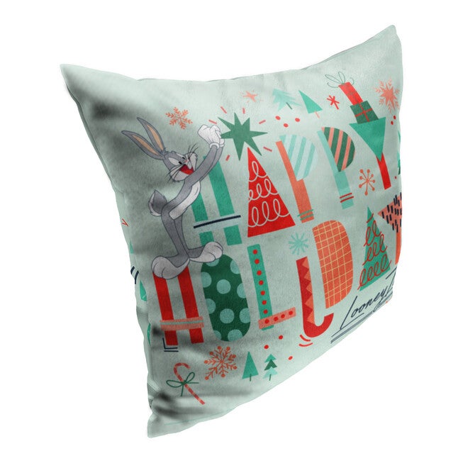Wb Looney Tunes Happy Holidays Printed Throw Pillow, , on-hover image number 1