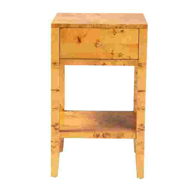 Wood nightstand with drawers front view side