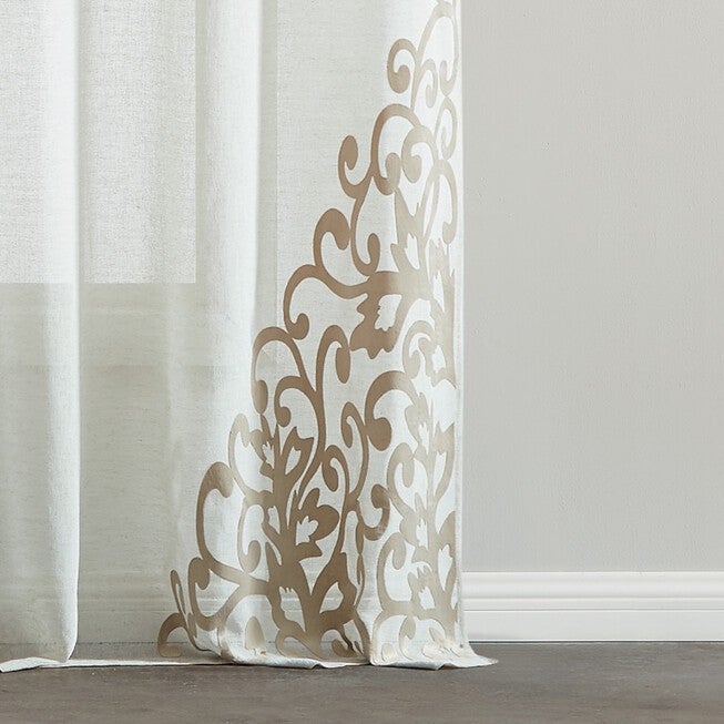 Natalie Semi Sheer Scroll Grommet Panel Pair, , alternate image number null