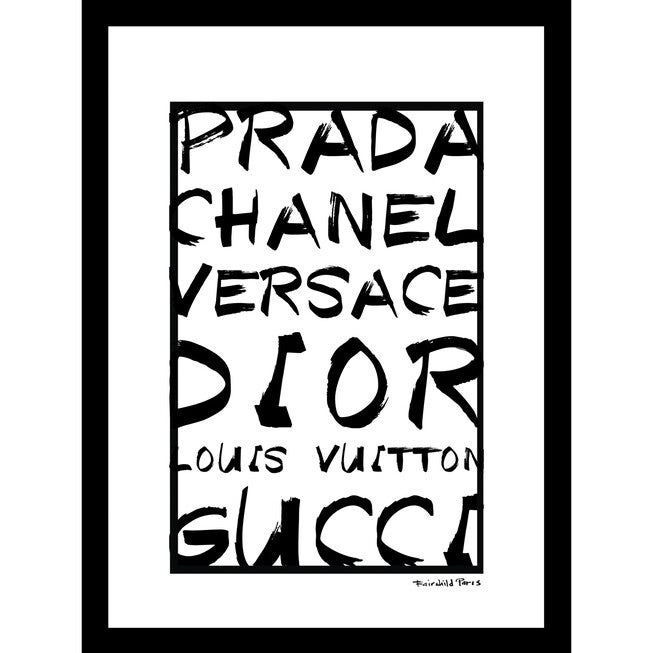 Fashion Brand Names Black/White 14 inches x 18 inches Framed Print, PINK, hi-res image number null
