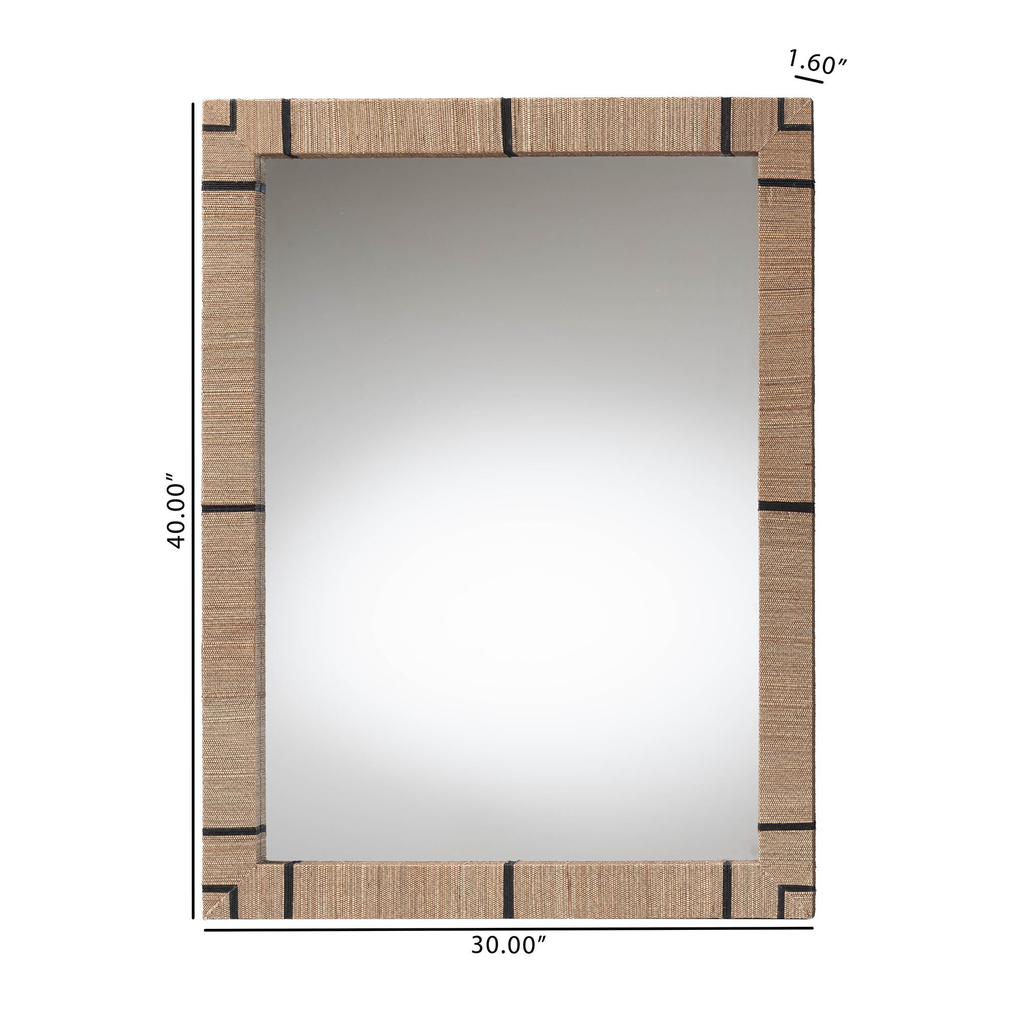 Mirai Bohemian Woven Grasscloth Rectangle Accent Mirror, NATURAL, alternate image number 5
