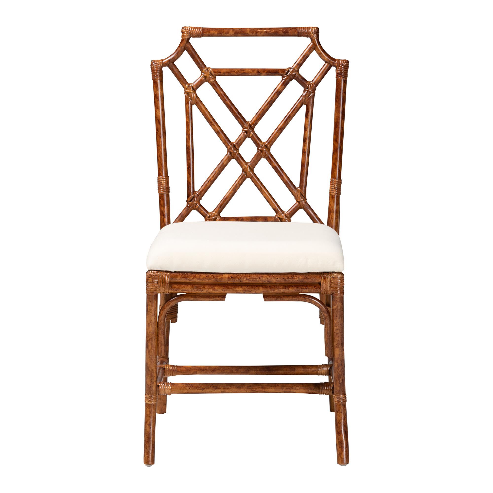 Esmery Marbled Tortoise Natural Rattan Dining Chair, BROWN, alternate image number 2