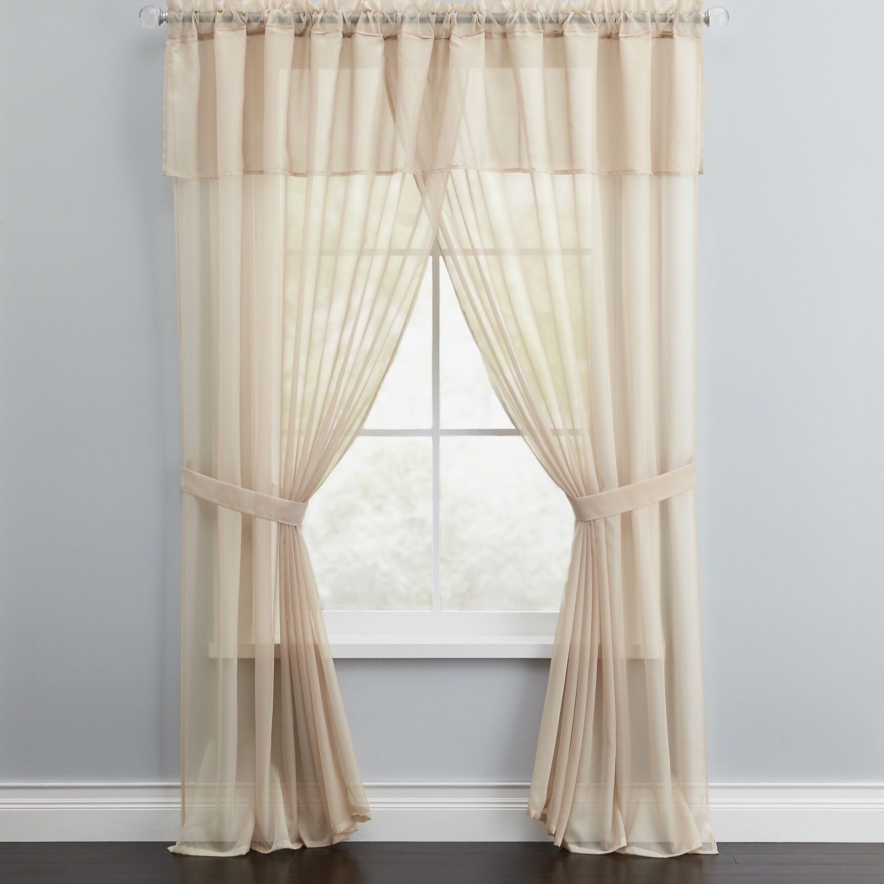 BH Studio Sheer Voile 5-Pc. One-Rod Curtain Set
