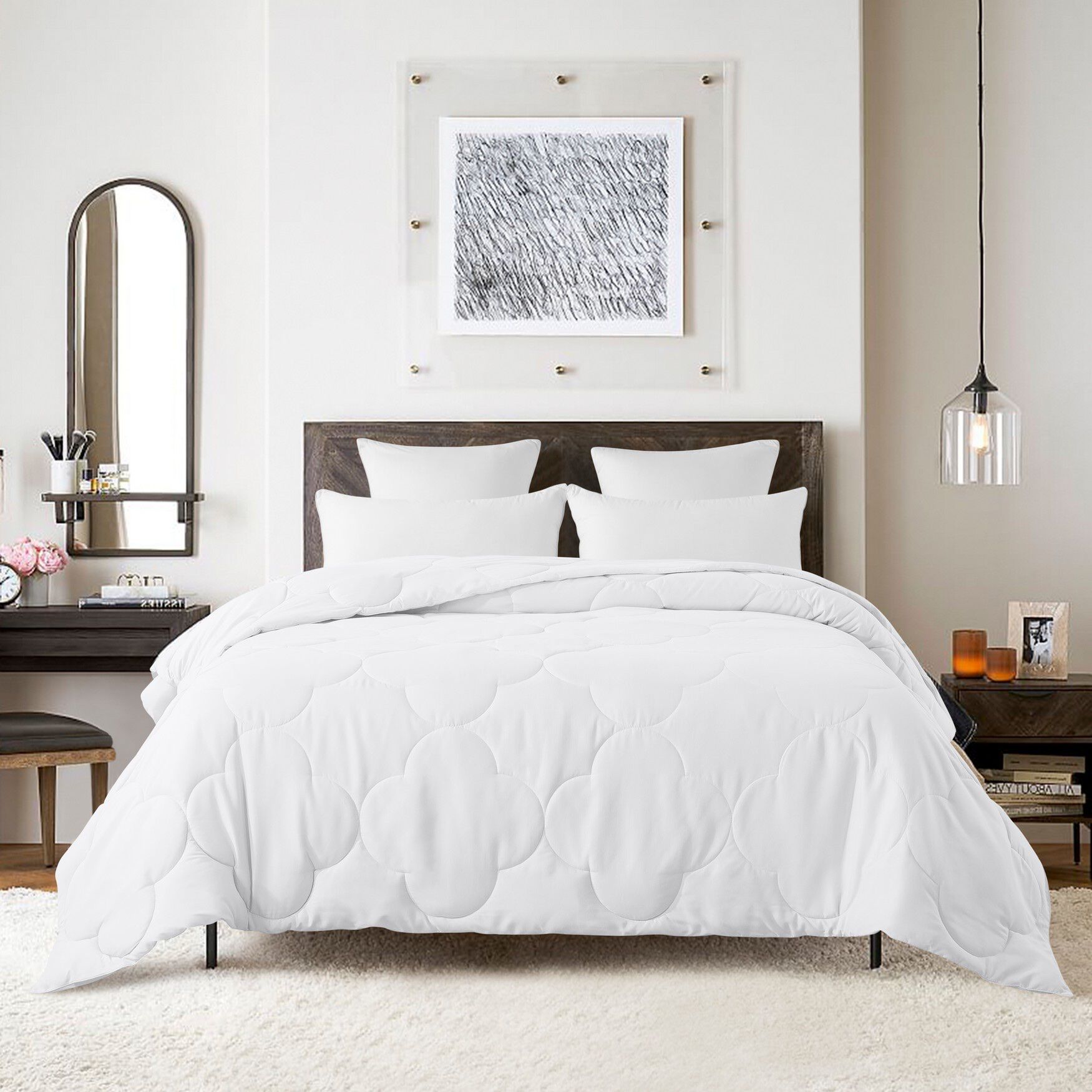 Pendant Down Alternative Comforter, WHITE, hi-res image number 0