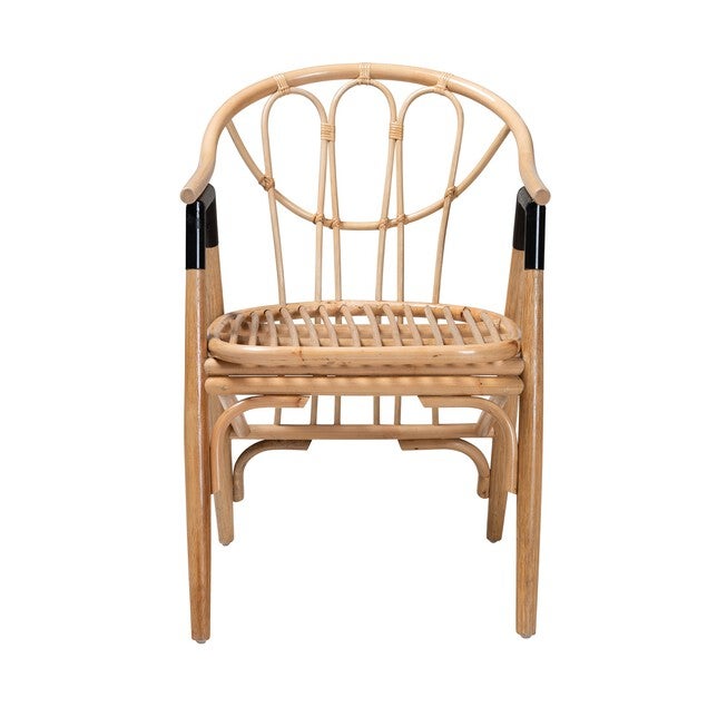Cyntia Modern Bohemian Natural Brown Rattan Dining Chair, , on-hover image number null