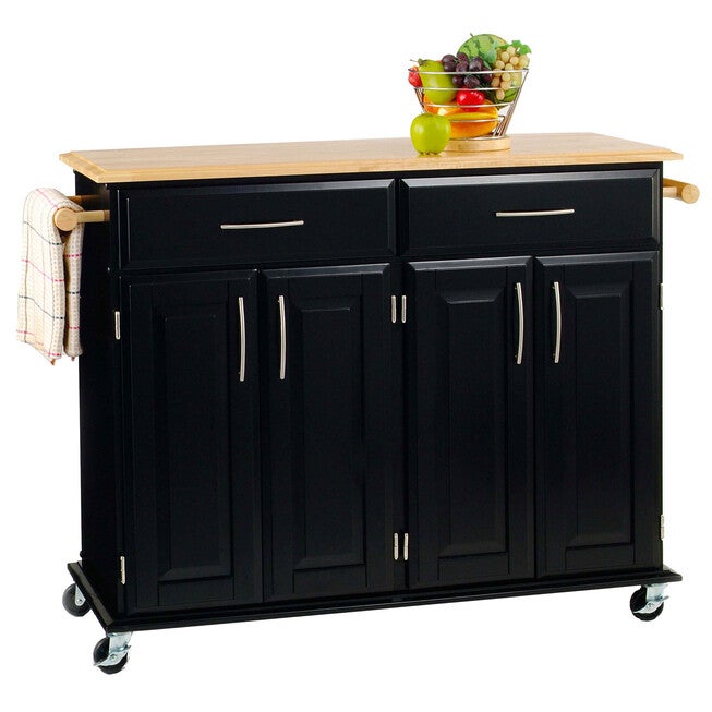 Dolly Madison Kitchen Island Cart, BLACK WOOD, hi-res image number null