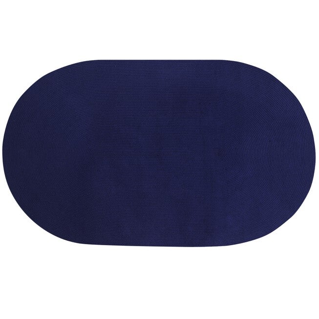 Alpine Braid Collection Reversible Indoor Area Rug, 88 inches" x 112' Oval , NAVY SOLID, hi-res image number 0