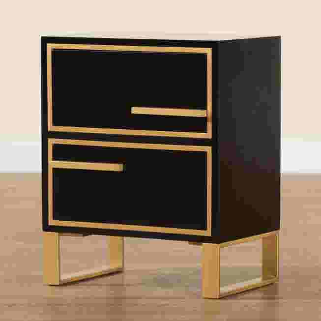 Nightstand shown in a room setting with beige background