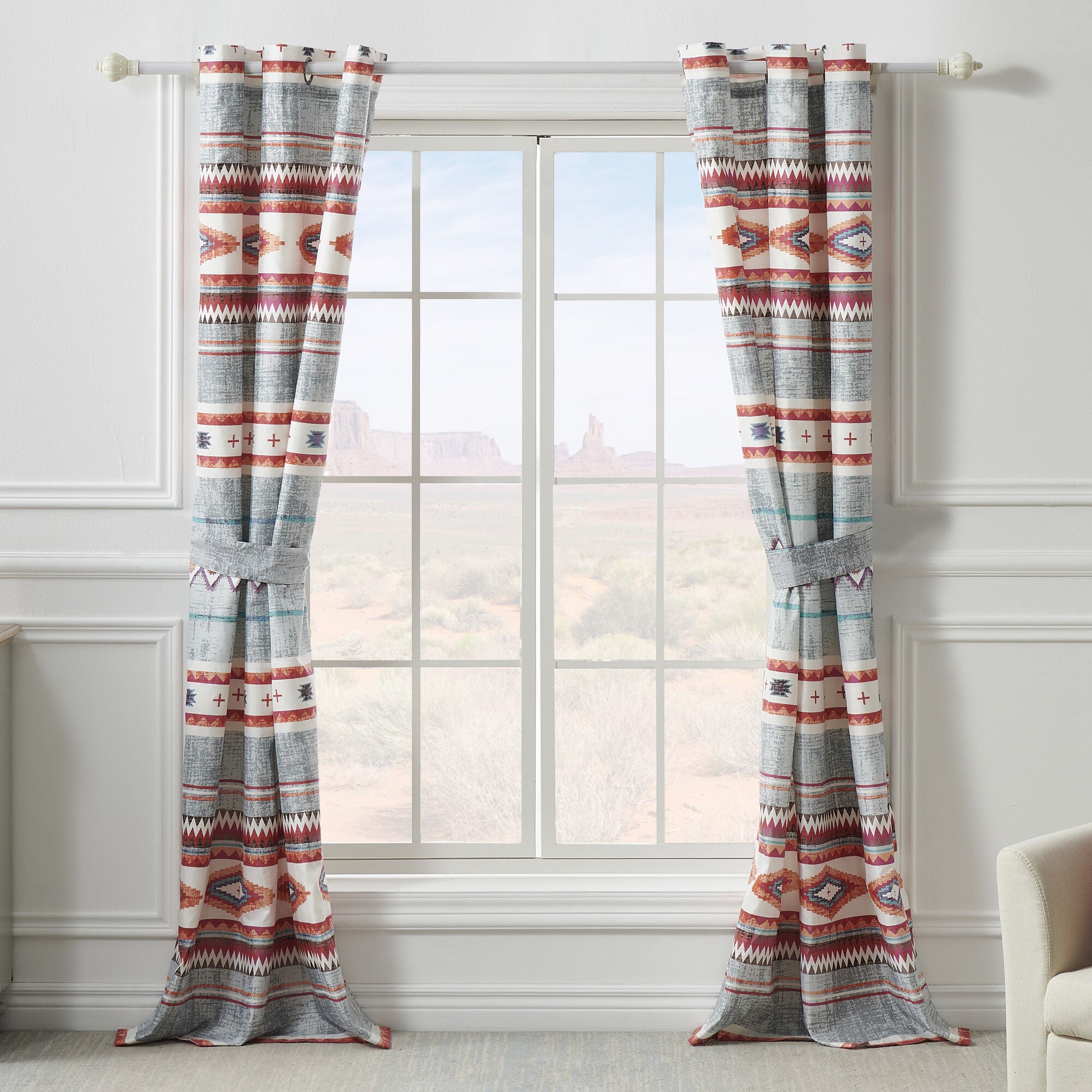 Kiva Window Curtain Panels, Set of 2, 84 inches, STONE, alternate image number 3