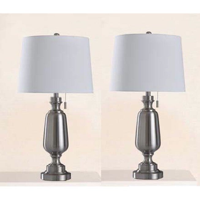 30.5 inches Brushed Steel Metal Table Lamp, BRUSHED STEEL, hi-res image number null