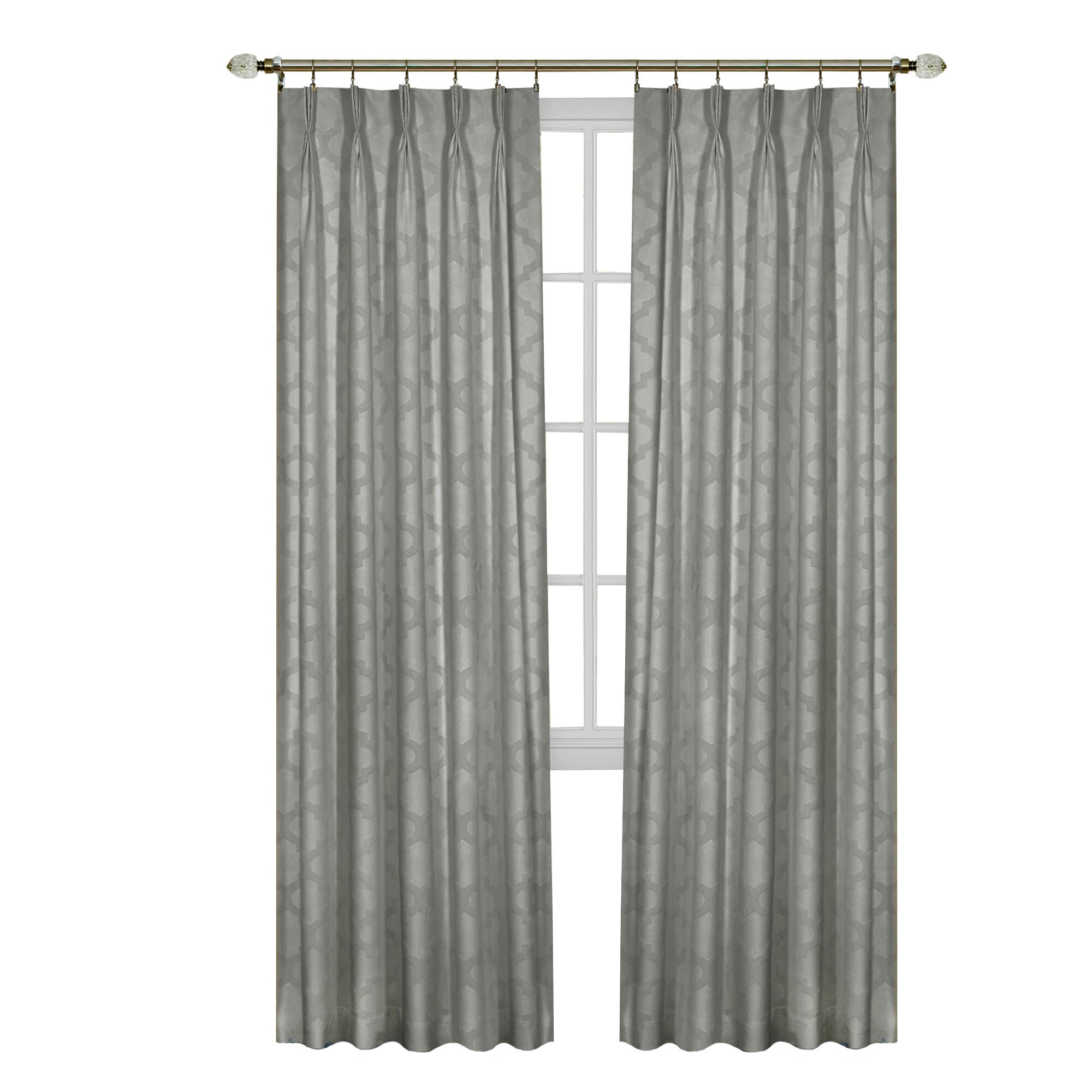 Windsor Pinch Pleat Window Curtain Panel, SILVER, alternate image number 1
