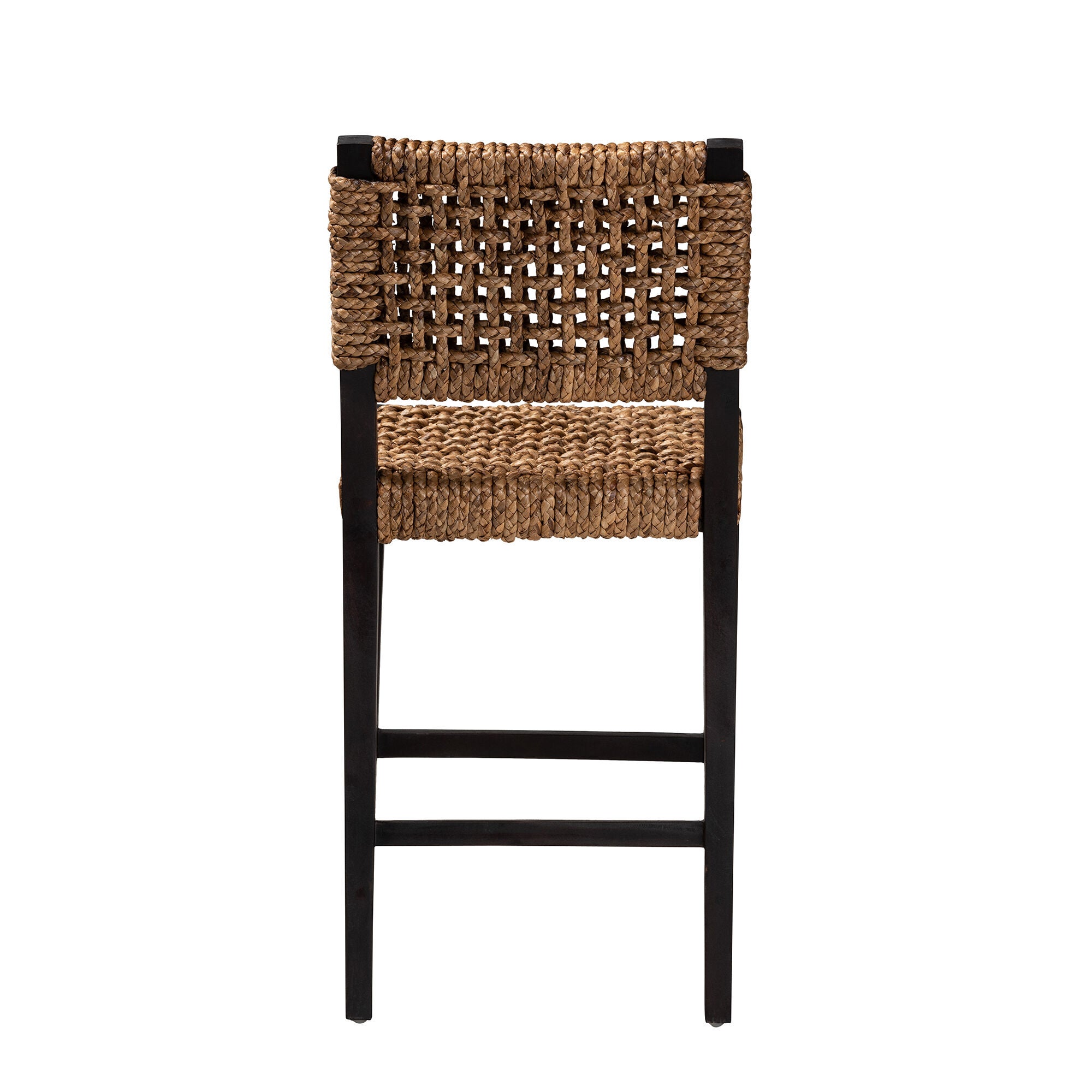 Alise Modern Bohemian Dark Brown Mahogany Wood and Seagrass Counter Stool, BROWN, alternate image number 5