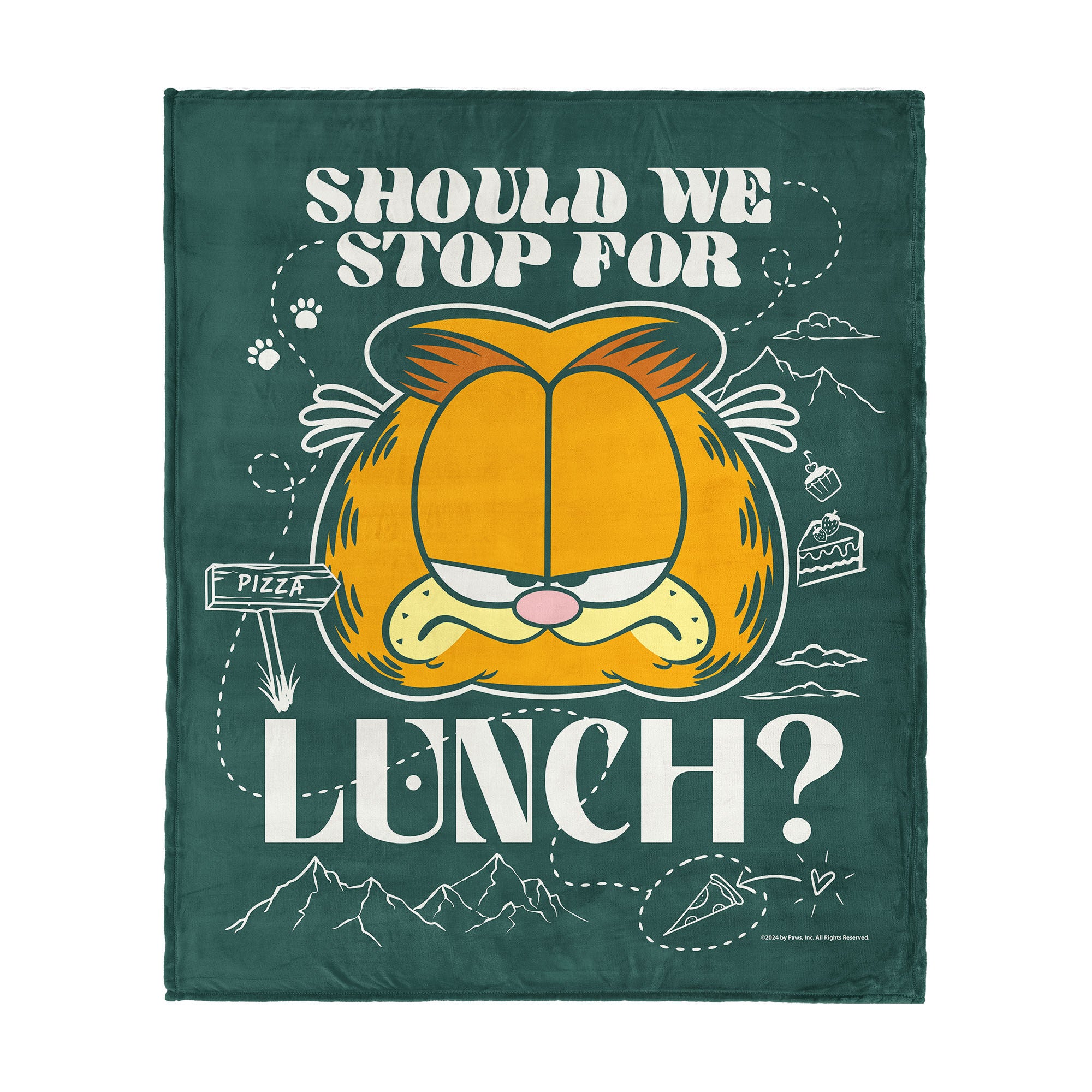 Nickelodeon Garfield Stop For Lunch Silk Touch Throw Blanket 50x60 Inches, GREEN, hi-res image number 0