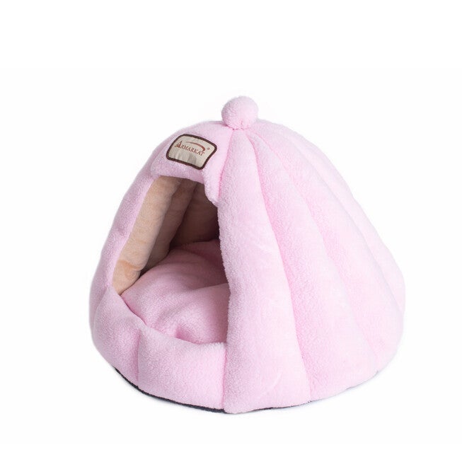 Plush Faux Fleece Cave Cat dog Bed, Soft PInk, , alternate image number 7