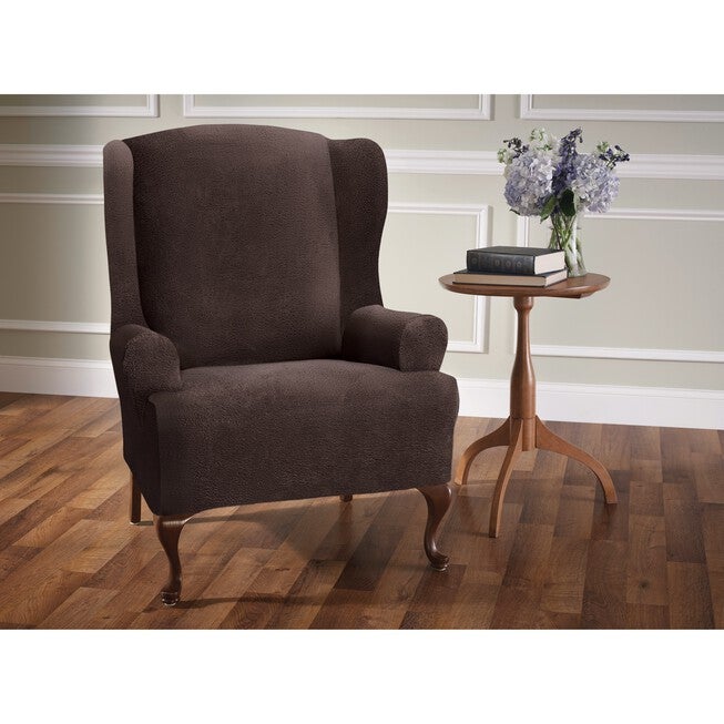 Stretch Sherpa Wing Chair Cover, CHOCOLATE, hi-res image number null