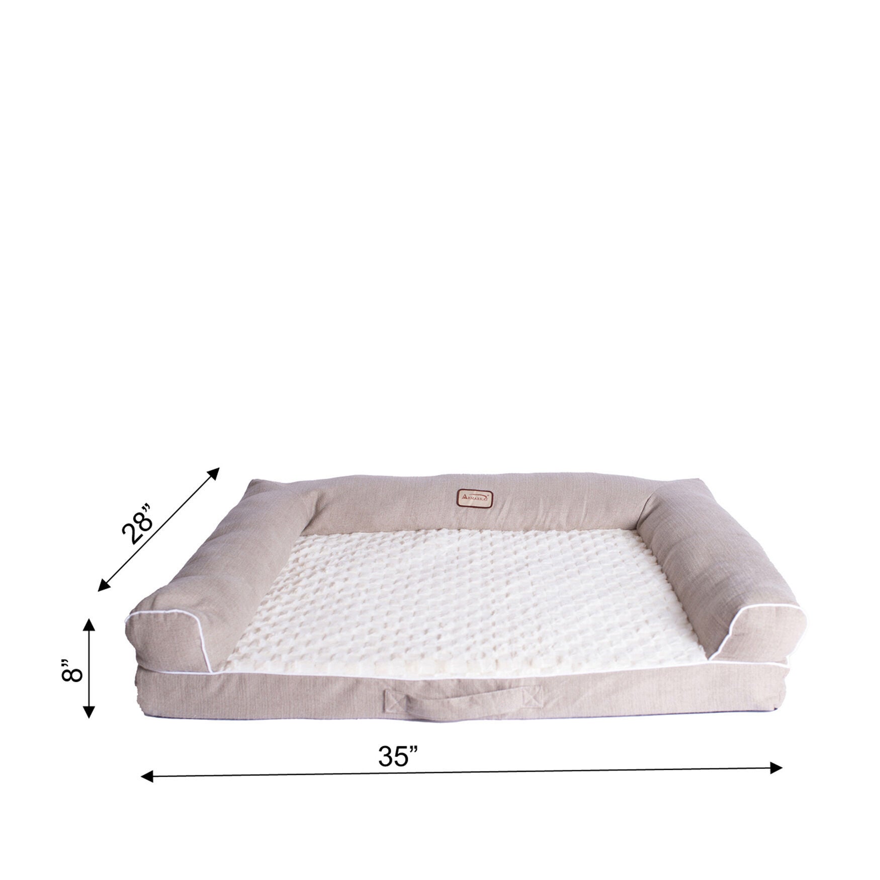 Bolstered Pet Bed Cushion With Memory Foam, Medium Ivory & Beige, , alternate image number 3