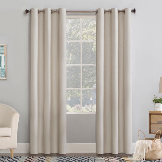 sun zero™ blackout lindstrom printed texture grommet panel, NATURAL, hi-res image number null