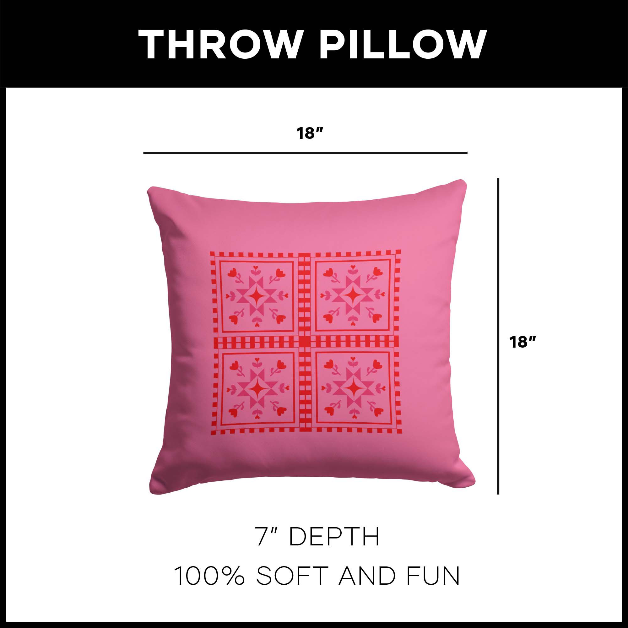 Valentine's Day Quilted Throw Pillow 18X18 Inches, QUILT PILLOW, alternate image number 4