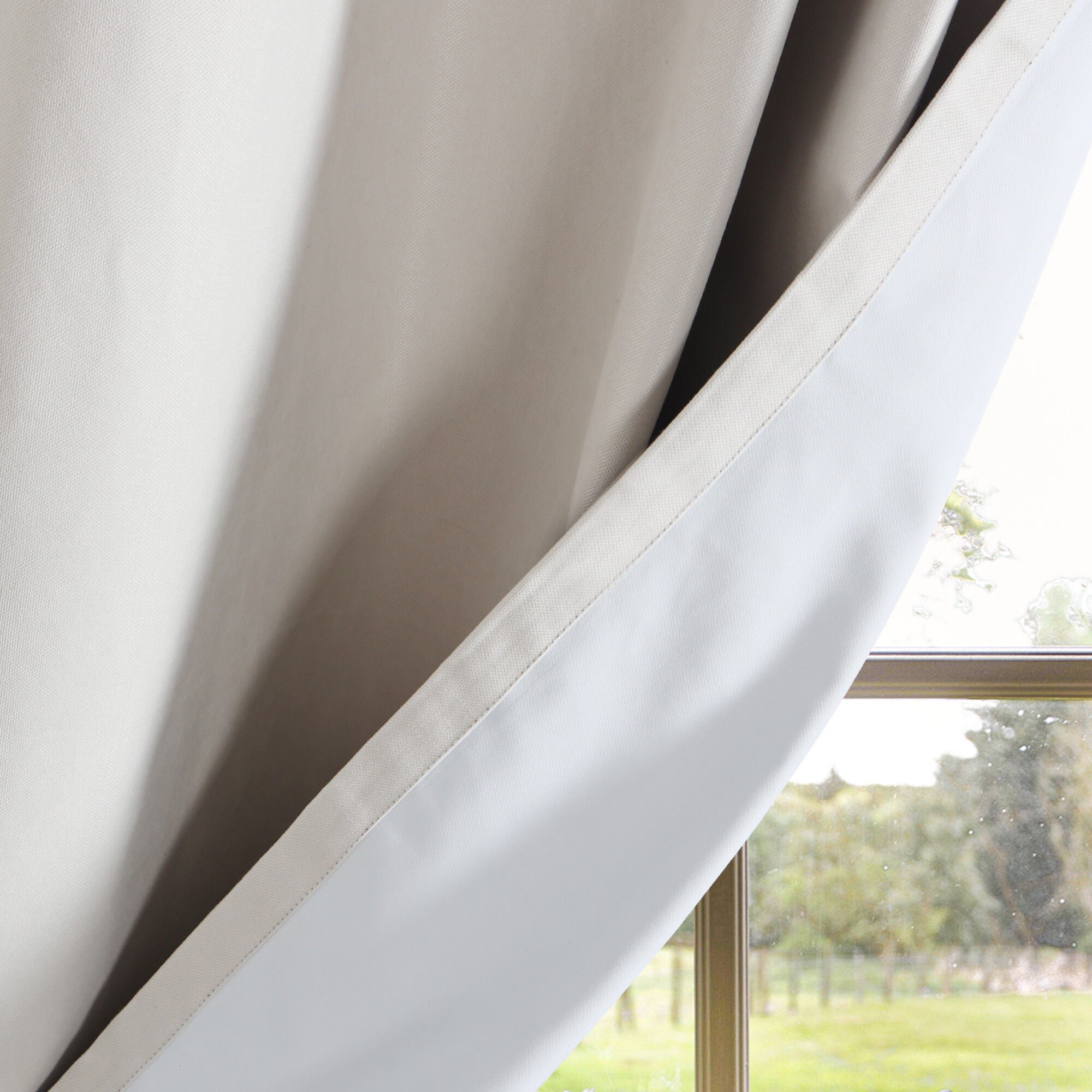 Soft Cotton Feel Twill Polyester 100% Blackout Grommet Pair, NATURAL, on-hover image number 1