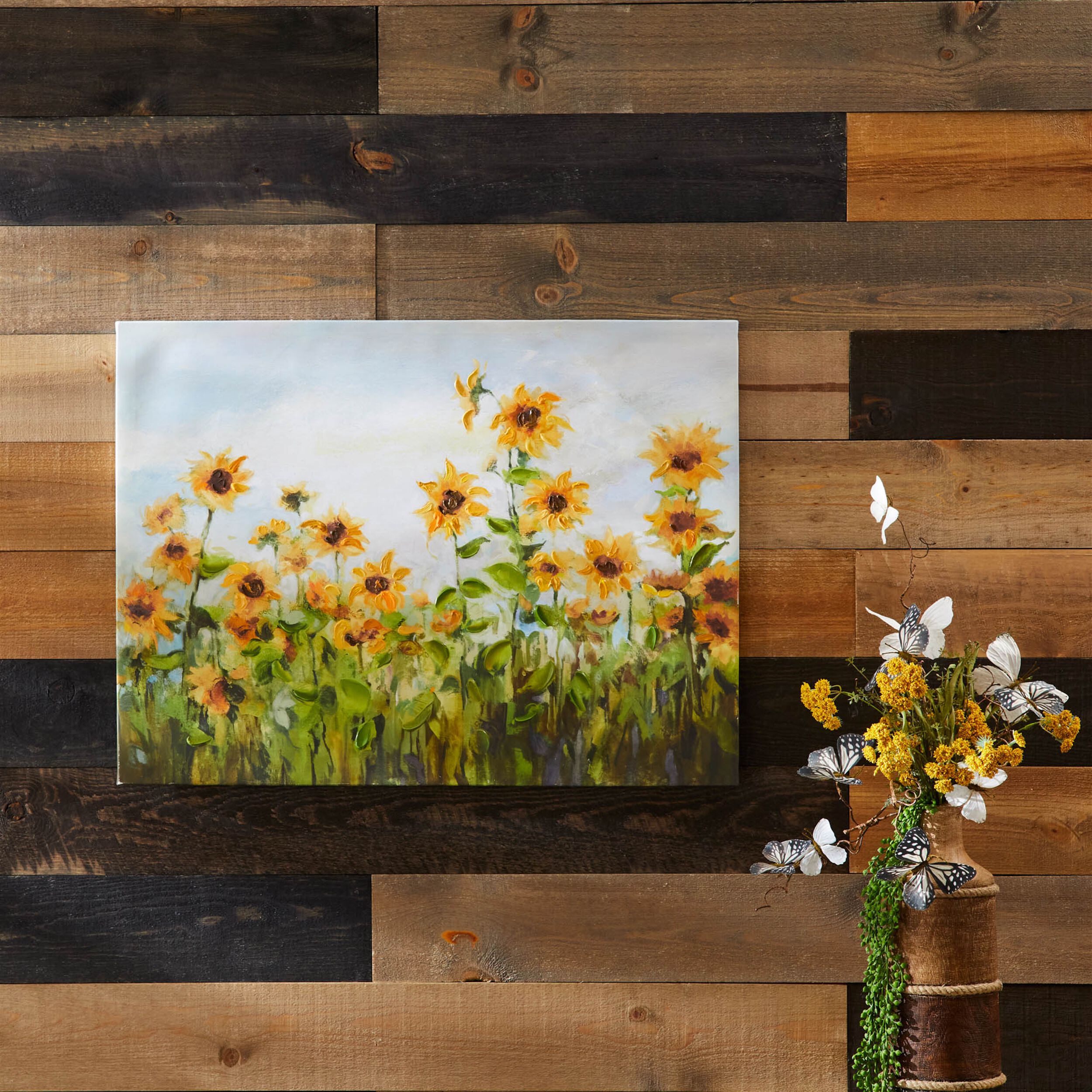 Sunflower Field Canvas Wall Art 32INL, YELLOW GREEN, alternate image number 1