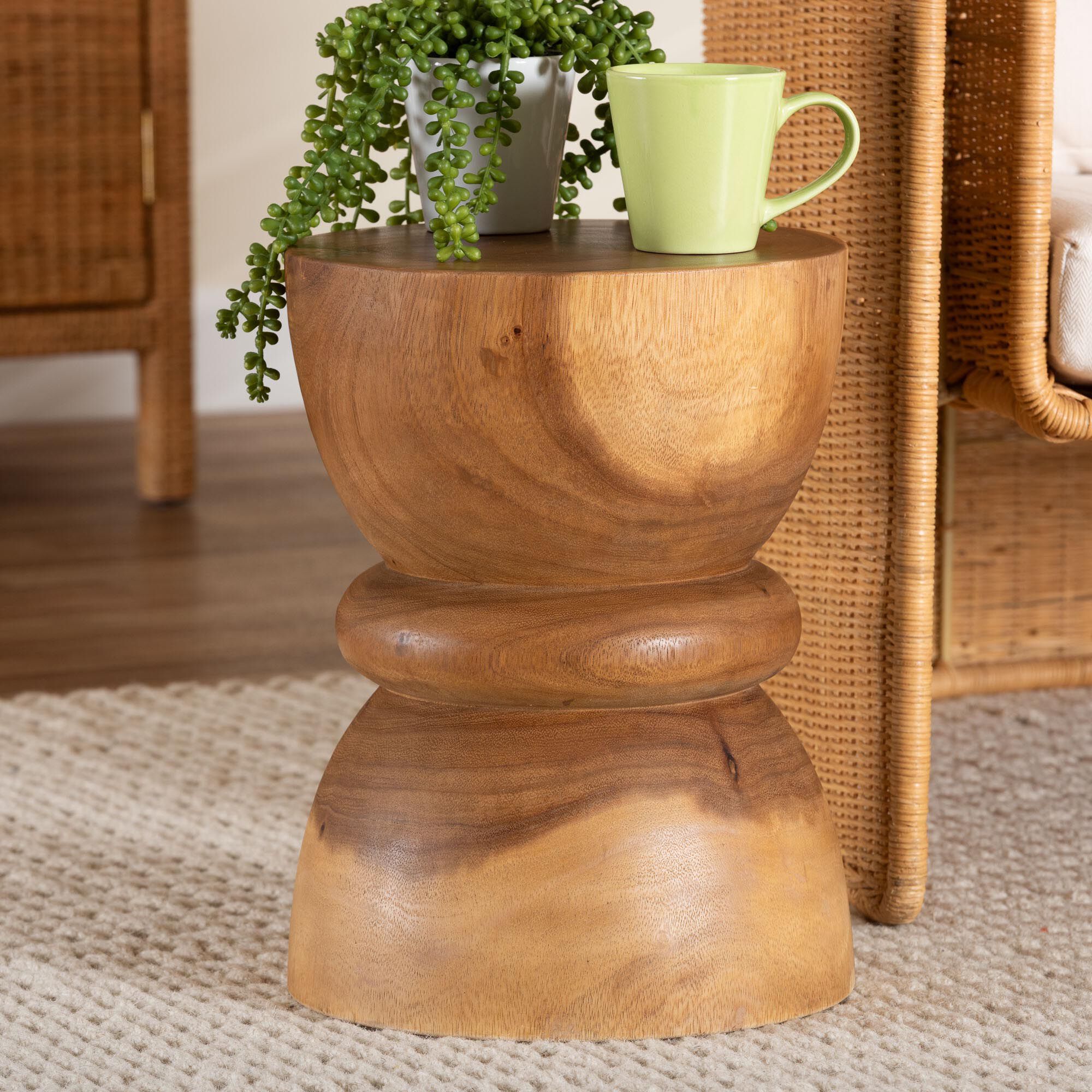 Bancroft Solid Suar Wood Side Table, BROWN, hi-res image number 0