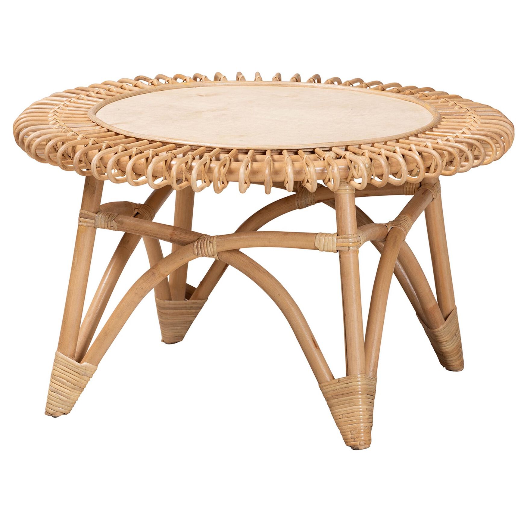 Elani Modern Bohemian Natural Rattan Coffee Table, NATURAL RATTAN, hi-res image number 0