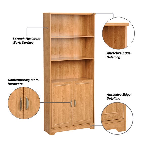 5-Shelf Bookcase With Doors Bookcase, , alternate image number null