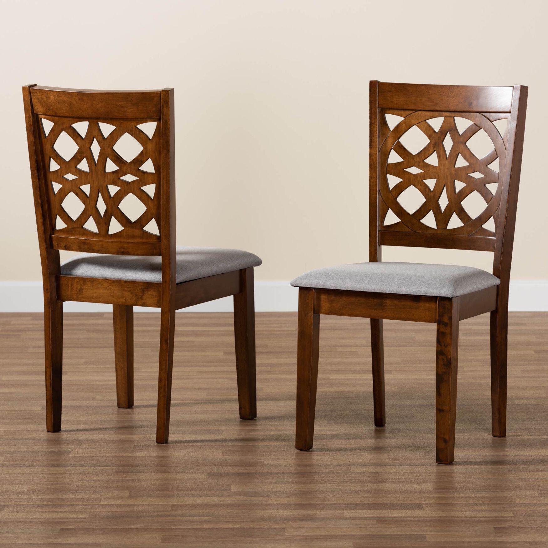 Abigail Modern Grey Fabric and Walnut Brown Finished Wood 2-Piece Dining Chair Set, , alternate image number 26