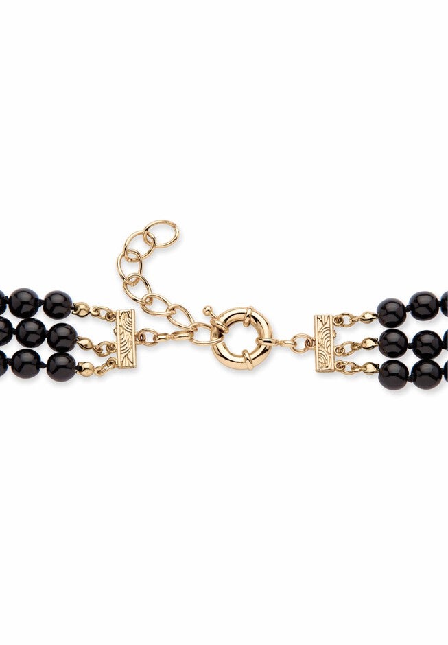 Gold Tone Leopard Beaded Collar Necklace (49mm), Crystal, 20 inches plus 2 inches, , on-hover image number null
