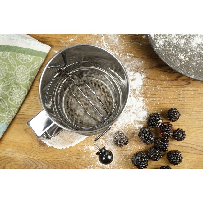 Crank Style Stainless Steel 3 Cup Flour Sifter, , alternate image number 2