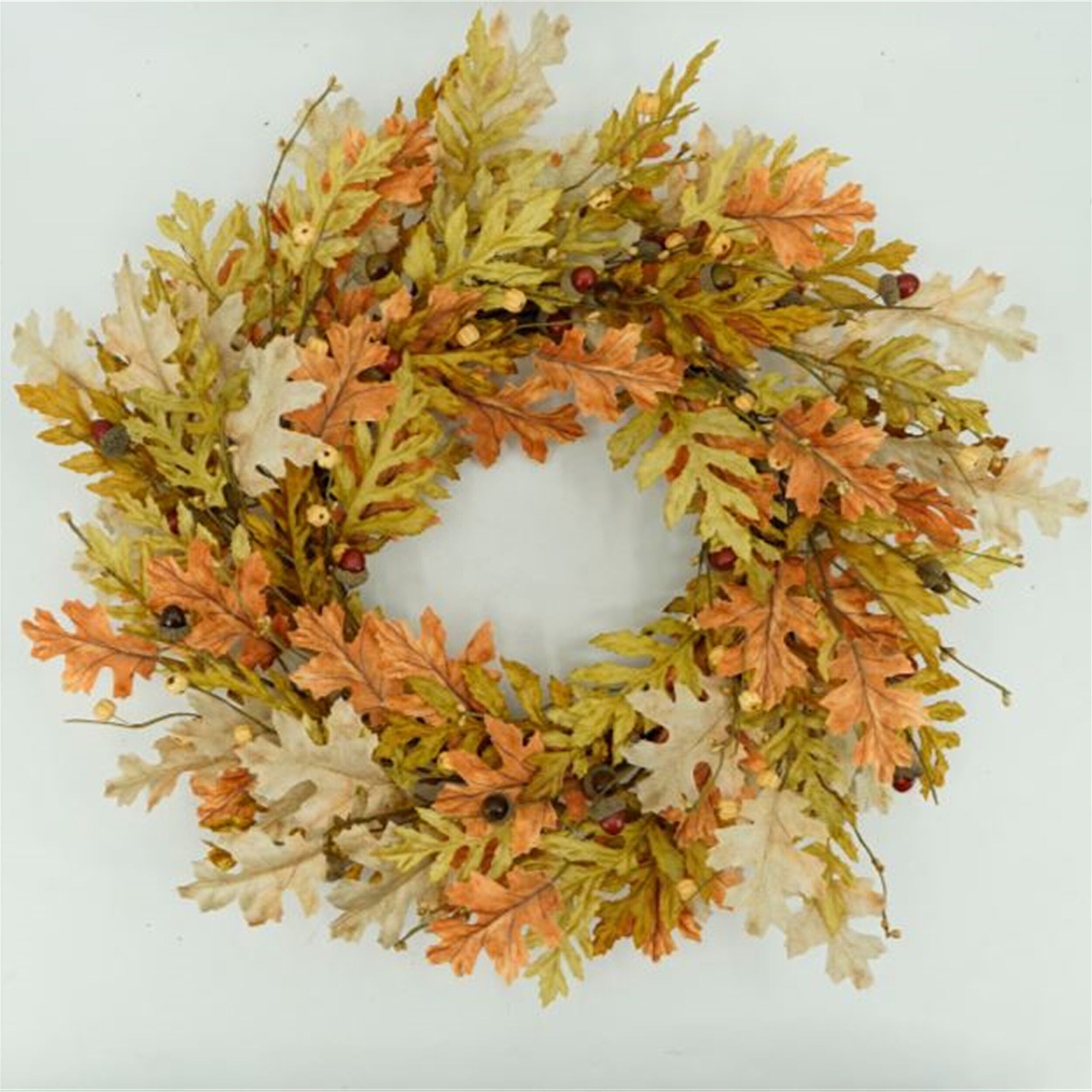 Harvest Oak Leaf Wreath 24 inchesD, ORANGE, alternate image number 2